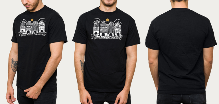 T-Shirt Neubrandenburg "Vier-Tore-NB" Vintage weiß