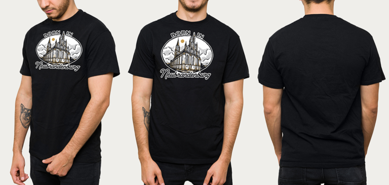 T-Shirt Neubrandenburg "Born in NB" Vintage weiß